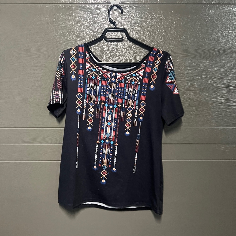 Worn Once! Embroidered Black Women's Top